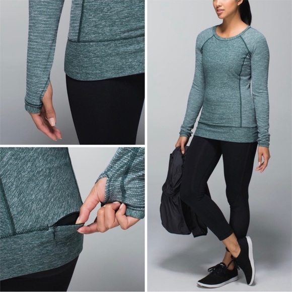 LULULEMON ATHLETICA GREEN BLEND BOAT NECK LONG SLEEVE ACTIVEWEAR TOP SIZE 10 - Picture 8 of 8